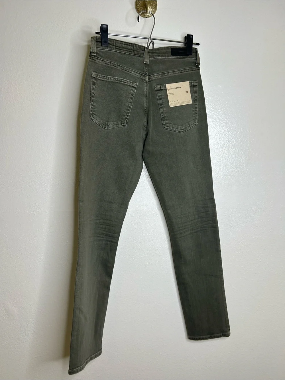 NWT AG Alexxis Slim Leg High Rise Vintage Fit Jean in Sulfur Green Size 26